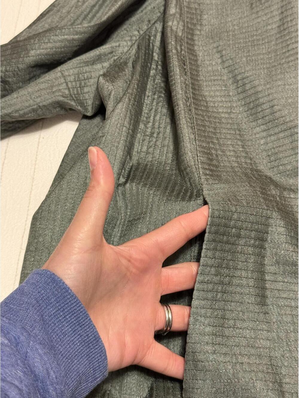 Eileen Fisher Woman 100% Tussah Silk Open Front Jacket Gray Green Plus Size 2X - Picture 5 of 5